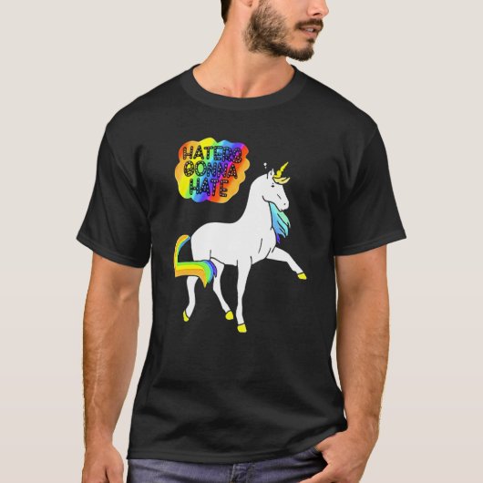 Haters Gonna Hate Rainbow Unicorn Mannen Vrouwen T-shirt (Voorkant)