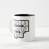 Haters gonna hate tweekleurige koffiemok (Voorkant links)