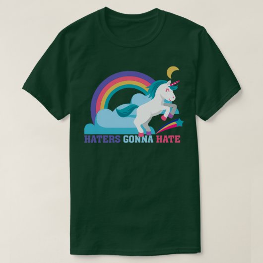 Haters haten Funny Unicorn Rainbow T-shirt (Design voorkant)