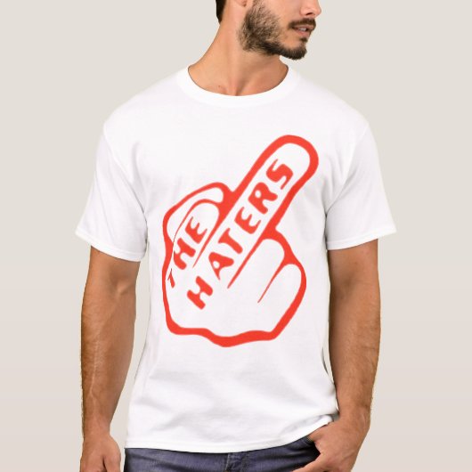 Haters Vinger Rood/Wit Urban Mode T-shirt (Voorkant)