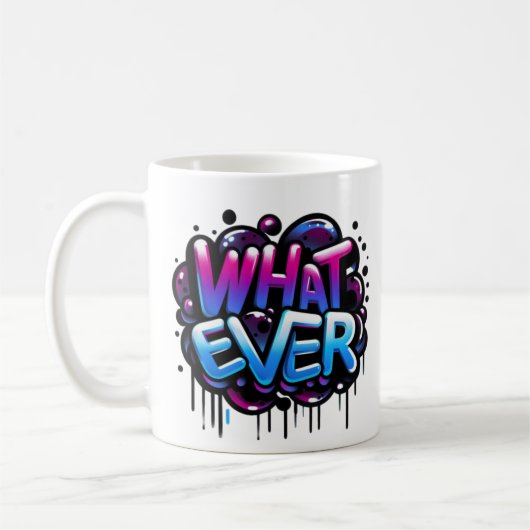 hatever – Graffiti Bubble Tag Style Design Koffiemok (Links)