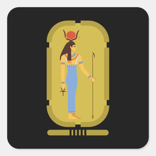 Hathor Egyptian Ancient Goddess Square Sticker (Voorkant)