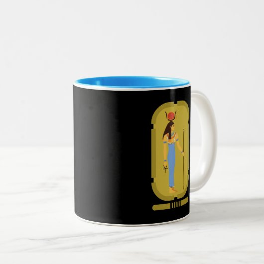 Hathor Egyptian Goddess Tweekleurige Koffiemok (Voorkant rechts)