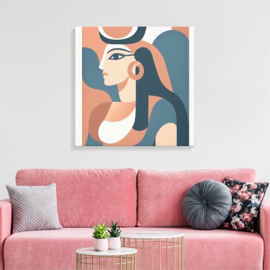 Hathor Egyptische Godin Moderne Canvas Muurkunst Afdruk (Insitu (Woonkamer))