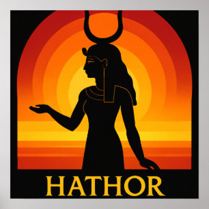 Hathor Egyptische Godin Sunset Poster Art