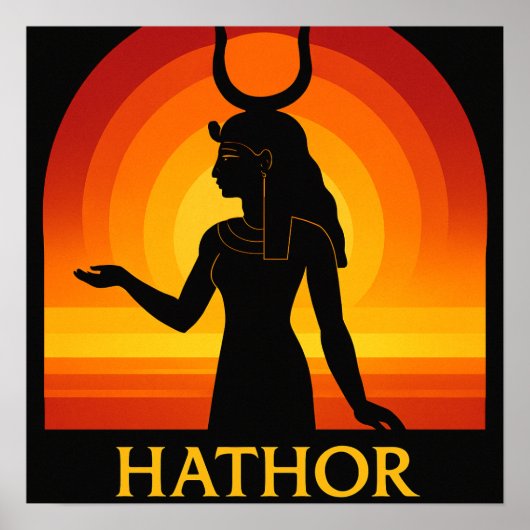 Hathor Egyptische Godin Sunset Poster Art (Voorkant)