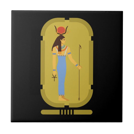Hathor Egyptische oude godin-keramische Tegel Tegeltje (Voorkant)