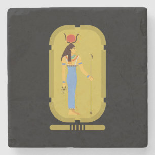 Hathor Egyptische Oude Godin Stenen Onderzetter