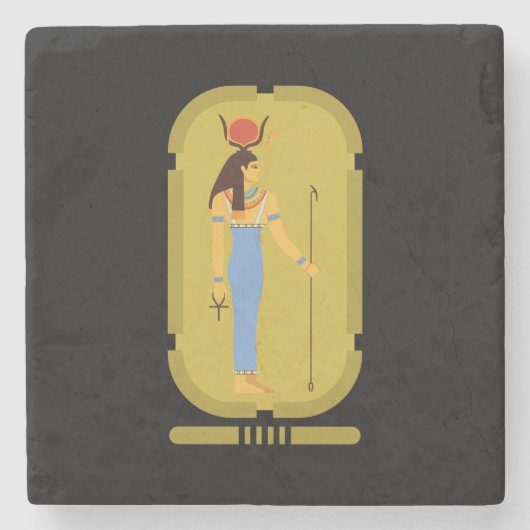 Hathor Egyptische Oude Godin Stenen Onderzetter (Voorkant)