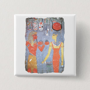 Hathor en Horemheb Vierkante Button 5,1 Cm