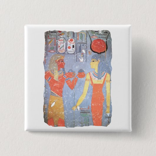 Hathor en Horemheb Vierkante Button 5,1 Cm (Voorkant)
