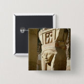 Hathor-kopkolom, van de kapel van vierkante button 5,1 cm (Voorkant /achterkant)
