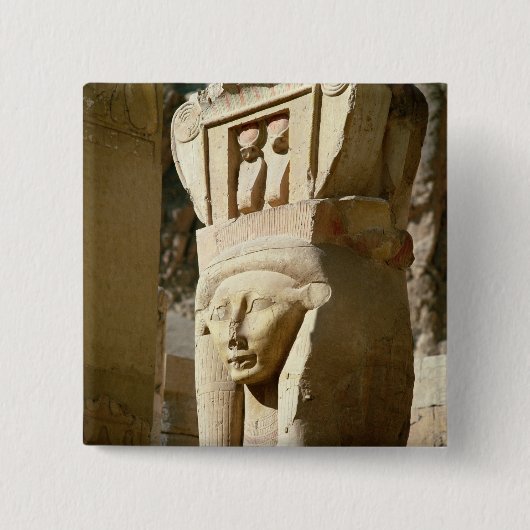 Hathor-kopkolom, van de kapel van vierkante button 5,1 cm (Voorkant)