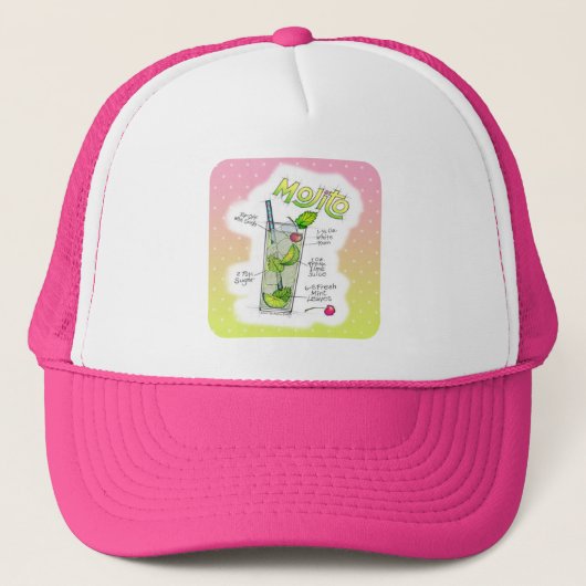 HATS - MOJITO RECEPT COCKTAIL KUNST TRUCKER PET (Voorkant)