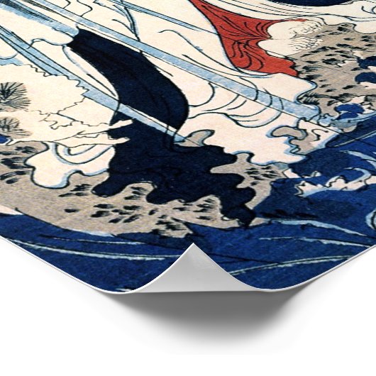 Hatsuhana onder Tonosawa Waterfall Kuniyoshi Fine Poster (Hoek)