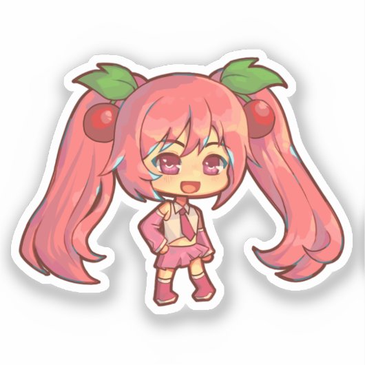 Hatsune Miku Sakura Ver. Chibi Sticker (Voorkant)
