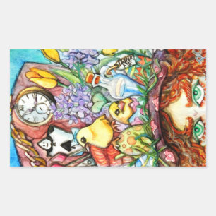 Hatter en zijn Spring Pet Design Rechthoekige Sticker