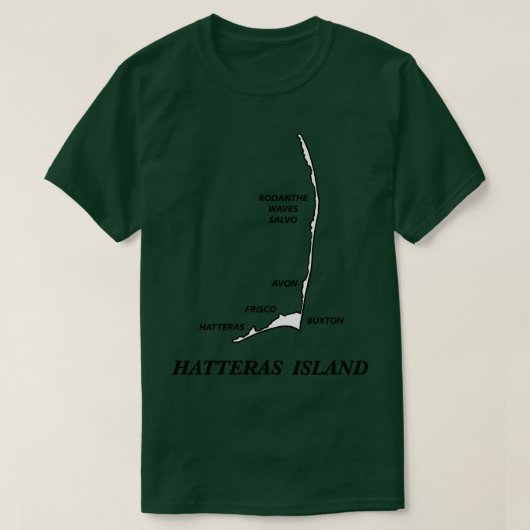 HATTERAS EILAND KAART MET DORPEN T-SHIRT (Design voorkant)