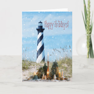 Hatteras Lighthouse Beach Kerstmis - Holiday Kaart