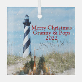 Hatteras Lighthouse OBX Beach Kerstmis - Glas Ornament
