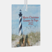 Hatteras Lighthouse OBX Beach Kerstmis - Glas Ornament (Voorkant Rechts)