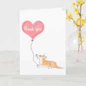 Hattie corgi & ballon bedankt kaart (Gele Bloem)