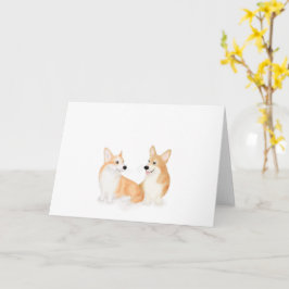 Hattie en Leah Pembroke Welsh corgis blanco kaart