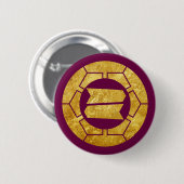 Hattori clan kamon in faux gold op paars ronde button 5,7 cm (Voorkant /achterkant)