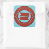 Hattori clan kamon in rood op blauw vierkante sticker (Tas)