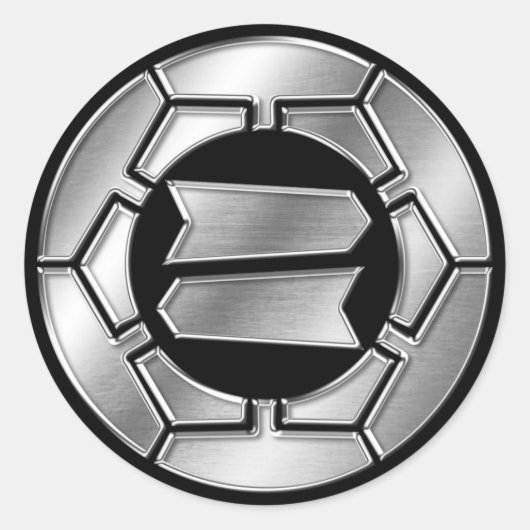Hattori Clan Kamon Silver Chrome Ronde Sticker (Voorkant)