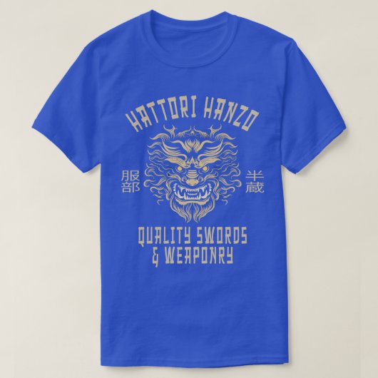 Hattori Hanzo kwaliteit zwaarden en wapens T-shirt (Design voorkant)