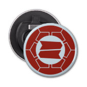 Hattori Rood Lichtblauw Japan Clan Kamon Mon Button Flesopener (Voorkant)