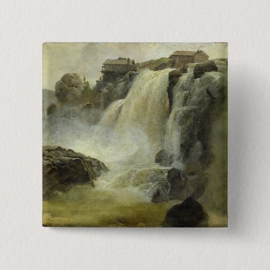 Haugfoss, Noorwegen, 1827 Vierkante Button 5,1 Cm (Voorkant)
