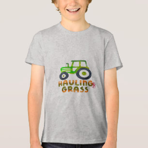 Hauling Grass Lawn Mower Grey T Tri-Blend Shirt