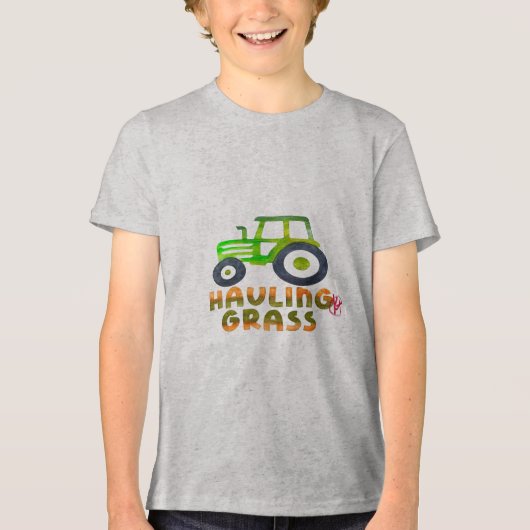 Hauling Grass Lawn Mower Grey T Tri-Blend Shirt (Voorkant)