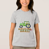 Hauling Grass Lawn Mower Grey T Tri-Blend Shirt (Voorkant)