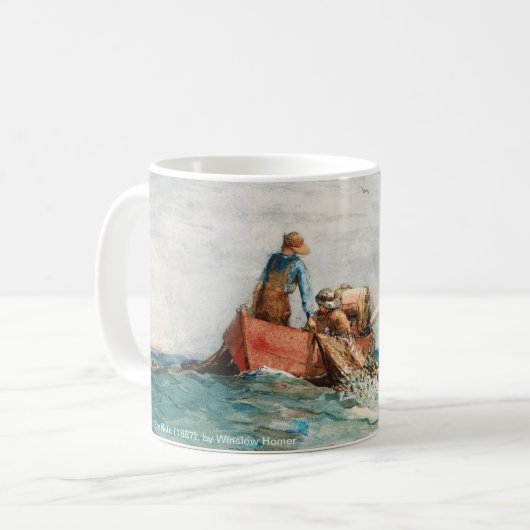 Hauling in the Nets (1887) door Winslow Homer Koffiemok (Voorkant links)