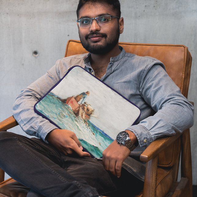 Hauling in the Nets (1887) door Winslow Homer Laptop Sleeve (Hauling In The Nets (1887) By Winslow Homer Laptop Sleeve)