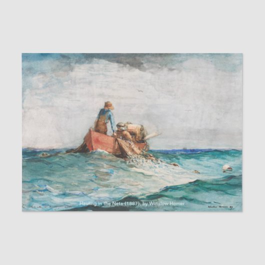 Hauling in the Nets (1887) door Winslow Homer Tissuepapier (Voorkant)