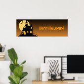 Hauned House Halloween Party Banner Poster (Thuiskantoor)