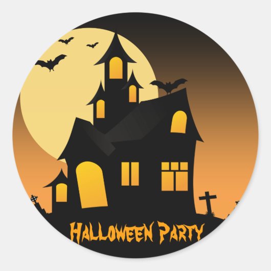 Hauned House Halloween Party Sticker (Voorkant)