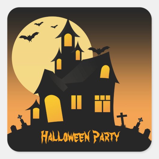 Hauned House Halloween Party Sticker (Voorkant)