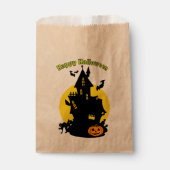 Hauned House met Bats Happy Halloween Favor Bag Bedankzakje (Voorkant)