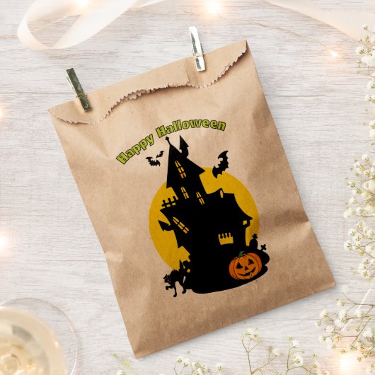 Hauned House met Bats Happy Halloween Favor Bag Bedankzakje (Geknipt)