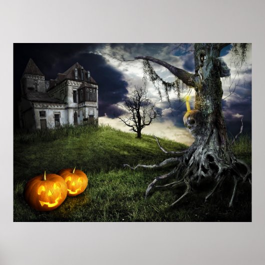 Hauned House met Jack O Lantern op Halloween Poster (Voorkant)