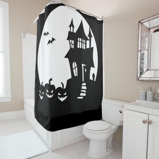 Hauned House met Jack O Lantern Shower Curtain Douchegordijn (In situ)