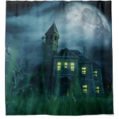 Haunhouse met Big Moon Shower Curtain Douchegordijn (Voorkant)