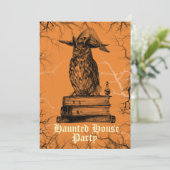 Haunhouse party heks oewel spookkende bomen kaart (Staand voorkant)