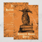 Haunhouse party heks oewel spookkende bomen kaart (Voorkant / Achterkant)