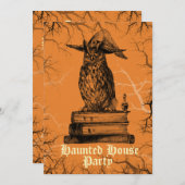 Haunhouse party heks oewel spookkende bomen kaart (Voorkant / Achterkant)